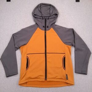 Melanzana Hard Face Hoodie Jacket Mens XL Orange Gray Full Zip Fleece Outdoor